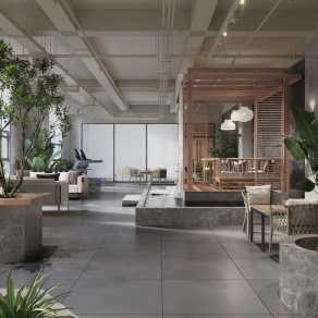 现代办公休闲区3D模型下载